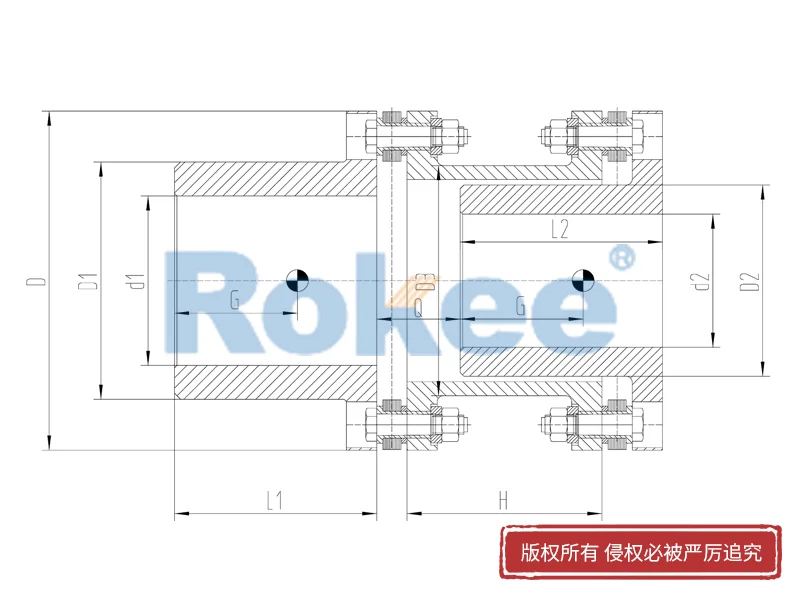 RLAR单轴套反装金属膜片联轴器,单轴套膜片弹性联轴器加工厂家,Rokee